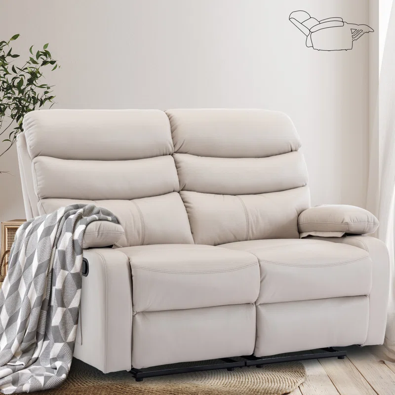 Loveseat Recliner Sofa,Double Recliner Loveseat with Side Pockets,Small Sofa for Living Room, RV, Home Theater Seating